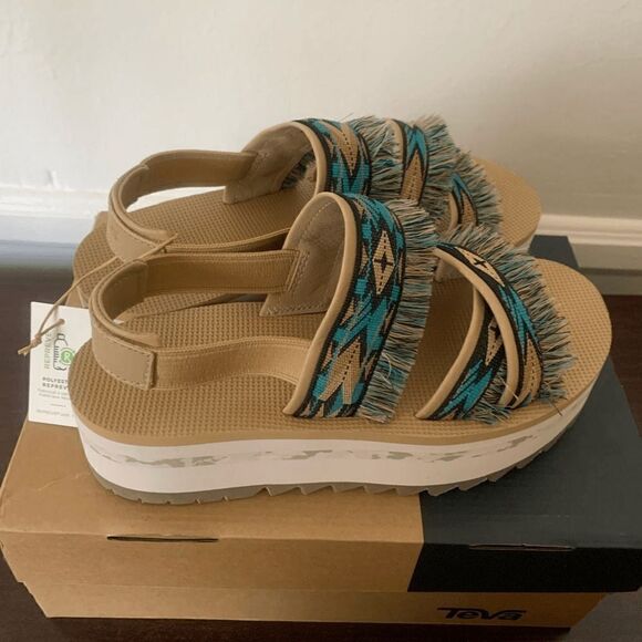 Teva Flatform Ceres Sandals in Double Diamond Teal Blue Size 7 ; 8 ; 9 new - Picture 10 of 15